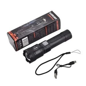 10000 Lumens Outdoor Zoomable Portable Searchlight Waterproof Plastic USB Rechargeable Torch Camping LED Flashlight
