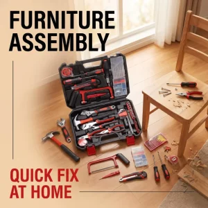 108Pcs Heavy Duty Household Repair Hand Tool Kit for Emergency Fix and Hardware Projects