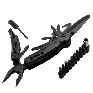 13-in-1 Portable EDC Foldable Multi Plier Tool Kit With Replaceable Screw Bits Knife Saw Cutter for Camping Repair