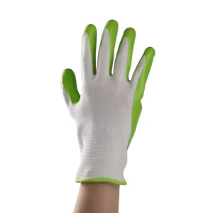 13G White Knit Liner Green Dipped Nitrile Gloves Oil Resistant CE EN388 Certified Industrial Safety Gloves