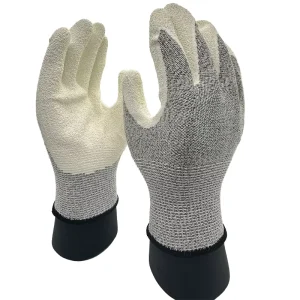 13G White Latex Crinkle Safety Gloves with Anti Cut and Anti Static Properties