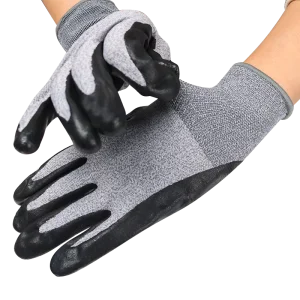 15 Gauge NBR Gloves Nylon Spandex Micro Foam Nitrile Coated Palm Work Gloves