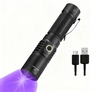 15W UV Flashlight 365nm UV LED Aluminum Alloy Fluorescent Detector Portable Rechargeable UV Torch Light