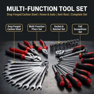 187 Piece Hand Carbon Steel Ratchet Socket Quick Wrench Automobile Repair Toolbox with Hard Case OEM