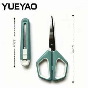 2 in 1 Stainless Steel Multi-functional Scissors Knife Set Smooth Edge DIY Portable Stationery Office School Crafting