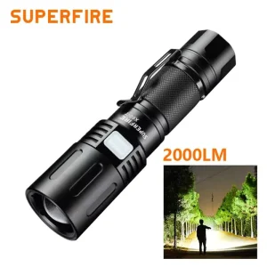 2000 Lumens 268M Long Range Aluminum Alloy Camping Hiking Hunting Portable Rechargeable Super Bright High Power Zoomable Torch