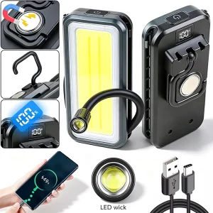 2000mah Power Display COB Working Light Floodlight Flashlight LED Work Light with Magnetic for Car Repair