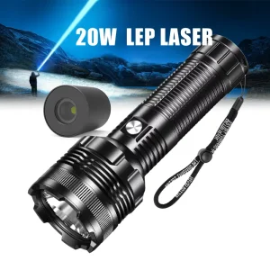 20W Super Bright Waterproof IP67 Tactical Outdoor Searchlight Rechargeable LEP Laser Flashlight 2KM