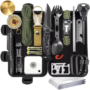 22 in 1 Professional Survival Gear Equipment Tools First Aid Supplies for SOS Emergency Tactical Hiking Camping Adventures