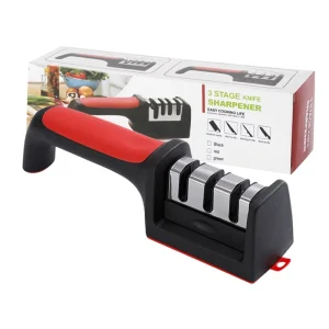 3 Stage Professional Knife Sharpener Household Kitchen Tool with Non Slip Base & Sharpening Stones