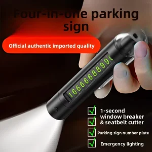 3 in 1 Car Safety Hammer Window Breaker Seatbelt Cutter for Taxi Commute Black