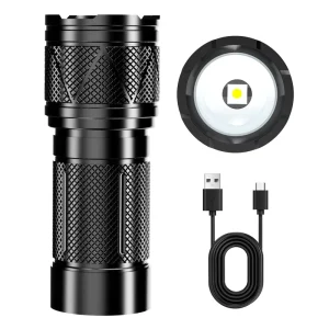 30W High Intensity White Laser Flashlight with Telescopic Zoom USB Charging Outdoor Camping Emergency Torches with SOS Signal