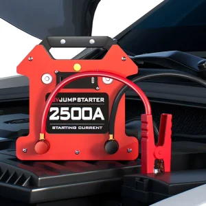 32000mAh 12V Jump Starter Auto Power Pack with Air Pump and LED Light 2500A Peak Current for Cars Motorcycles Trucks