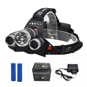 3PCS Ultra Bright Head Torch Flashlight 18650 XML T6 1800 Lumens Rechargeable Led Headlamp
