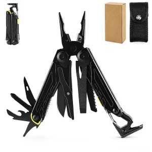 420 Stainless Steel EDC Utility Tool with Carabiner Fire Starter Folding Multi Tool Pliers for Camping Emergency Fishing