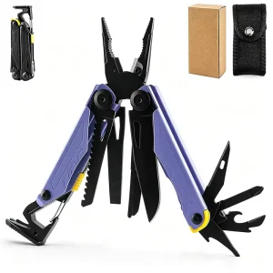 420 Stainless Steel Multi Tool Pliers with Carabiner Fire Starter Folding EDC for Camping Fishing