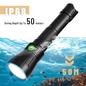 50 Meters Diving Flashlight Hunting Outdoor Waterproof 4000 Lumens Portable Torch Light Rechargeable Camping Xhp70 Strong Power
