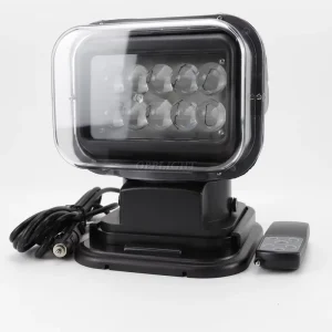 50W 7 Inch Boat Spotlight 60W 360 Degree Remote Control Waterproof LED Searchlight for Truck Off Road Car Boat Driving Light