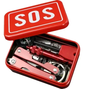6 Pcs Outdoor Steel Survival Kit Multifunctional Whistle Compass Emergency SOS Tool Emergency Equipment Set