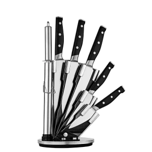 6 Piece 3CR13 Stainless Steel Kitchen Knife Set Acrylic Block With Sharpener Chef Utility Paring Knives for Home Restaurant