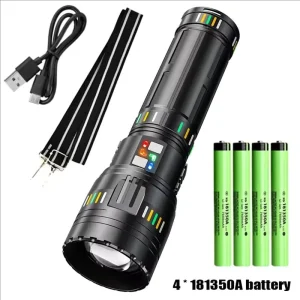 60W Super Bright 1000m Long Range Torch Light USB Rechargeable Zoomable Lantern Power Bank Tactical Powerful LED Flashlight