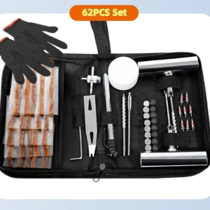 62PCS Vacuum Tire Repair Kit Professional Car Motorcycle Tire Puncture Quick Fixing Tool Rapid Repair Emergency