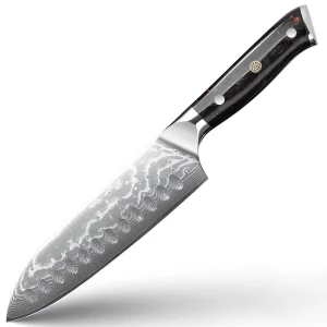 7 Inch Santoku Knife Japanese Damascus Steel & Resin Carbon Fiber Handle for Kitchen Cutting