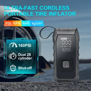 8000Mah Jump Starter with Air Compressor 160PSI Dual 25 Cylinder Tire Inflato Multifunctional Power Bank Emergency Light Car