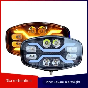 9inch Square Spotlight Truck Van Modified LED Roof Searchlight with High Low Beam Sequential Turn Signal Light