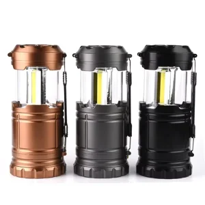 AA Type ABS 3 COB Pop up Collapsible Outdoor Camping Light with Bottom Flashlight Torch