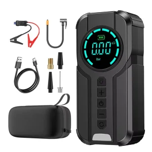 ABS Air Compressor Air Pump 8000mAH Power Bank Emergency Jump Starter LED Light Portable Tire Inflator With LED Display