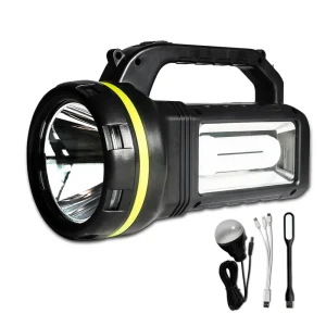 AC DC Multifunction Portable Rechargeable Searchlight with Bluetooth Speaker Radio and Power Bank 1KM Beam Distance