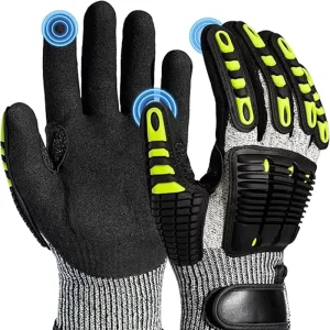 ANSI A4 HPPE Knit Cut-Resistant Double-Dipped Oil-Resistant Mechanic and Rigging Gloves with Cut and Impact Protection