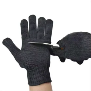 ANSI A9 Cut-Resistant Safety Work Gloves Stainless Steel Wire Yarn 7-Gauge Knitted Mesh