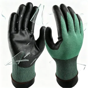 ANSI ISEA Cut Level 4 Cut Resistant Gloves with Dipped PU Coating and Stainless Steel Lined Palm
