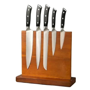 Acacia Wood Magnetic Knife Block 11.8 Inch Wide Display Stand for Chef Knives