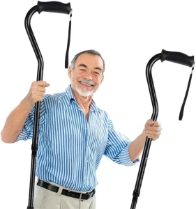 Adjustable Aluminum Walking Stick Self Defense Cane Tips Black 300 Lbs Capacity 32-36 Height Adjustable Best Gift for Elderly