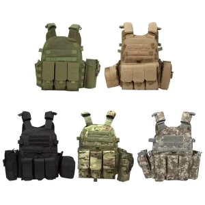 Adjustable Breathable Nylon Tactical Vest Multiple Pockets 18oz Polyester Filler for Outdoor Combat Training Fitness Weight