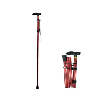Adjustable Folding Collapsible Mobility Stick for Elderly Custom Old Men Walking Stick with Rubber Tip Foldable Pole for Hiking