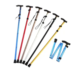Adjustable Lightweight Aluminum Alloy Canes Folding Walking Sticks with 300 lb Load Capacity Rehabilitation Therapy Supplies