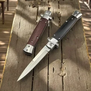 Advanced Collection 440 Stainless Steel Pocket Knife Wooden Handle Folding Knife Outdoor Survival Essential Portable Tool