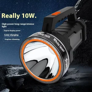 Advanced White Laser LED Searchlight Handheld Spotlight 110mm Aluminum Cup 5400mAh Type C Digital Display Side Solution