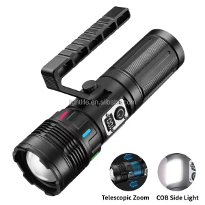 Aluminium Alloy LED Tactical Flashlight Telescopic Zoom Rechargeable White Laser Outdoor Camping Handheld Searchlight