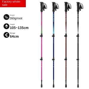 Aluminum Alloy 4 Joint Mountaineering Staff Outer Lock Retractable Adjustable Lightweight Professional Outdoor Walking Stick