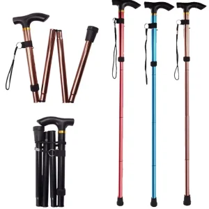 Aluminum Alloy Foldable Walking Stick Trekking Pole for Hiking Mountain Climbing Outdoor Travel Senior Daily Walking