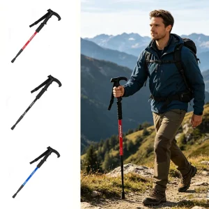 Aluminum Alloy Modern Foldable Cane Walking Stick Mountaineering Hiking Portable Durable Adjustable Camping Climbing