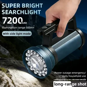 Aluminum Alloy Portable Lamp with LED Rechargeable Dimmable 18650 Li-ion Battery Waterproof Digital Electric Display Side Light
