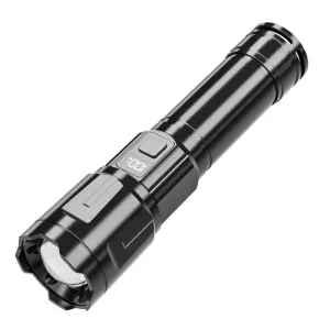 Aluminum Handheld Torch with Digital Power Indicator Adjustable Focus Portable Emergency Rechargeable Flashlight