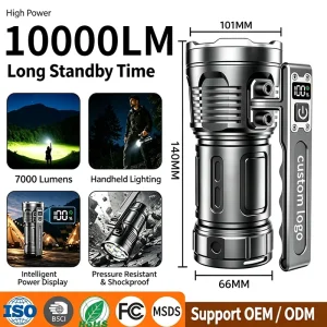 Aluminum Portable Vary Bright Flashlight 10000LM Long Distance Waterproof Outdoor Emergency Hand Torch handheld searchlight