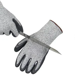 Anti cutting Industrial Labor Protection Gloves Abrasion Resistant PU Gloves
